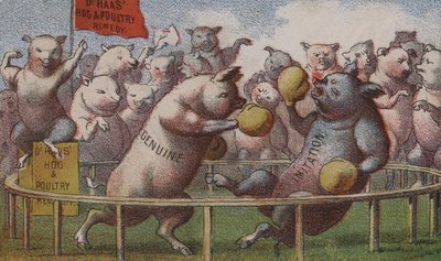 American Trade Card Advertising Dr. Haas Hog and Poultry Remedy by American School